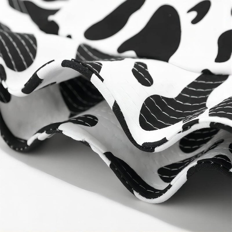 QANQIUPLE Cow Print Bucket Hat with Cute Horn Ears Cow Print Summer Beach Sun Hat Fisherman's Cow Bucket Hat - Image 5